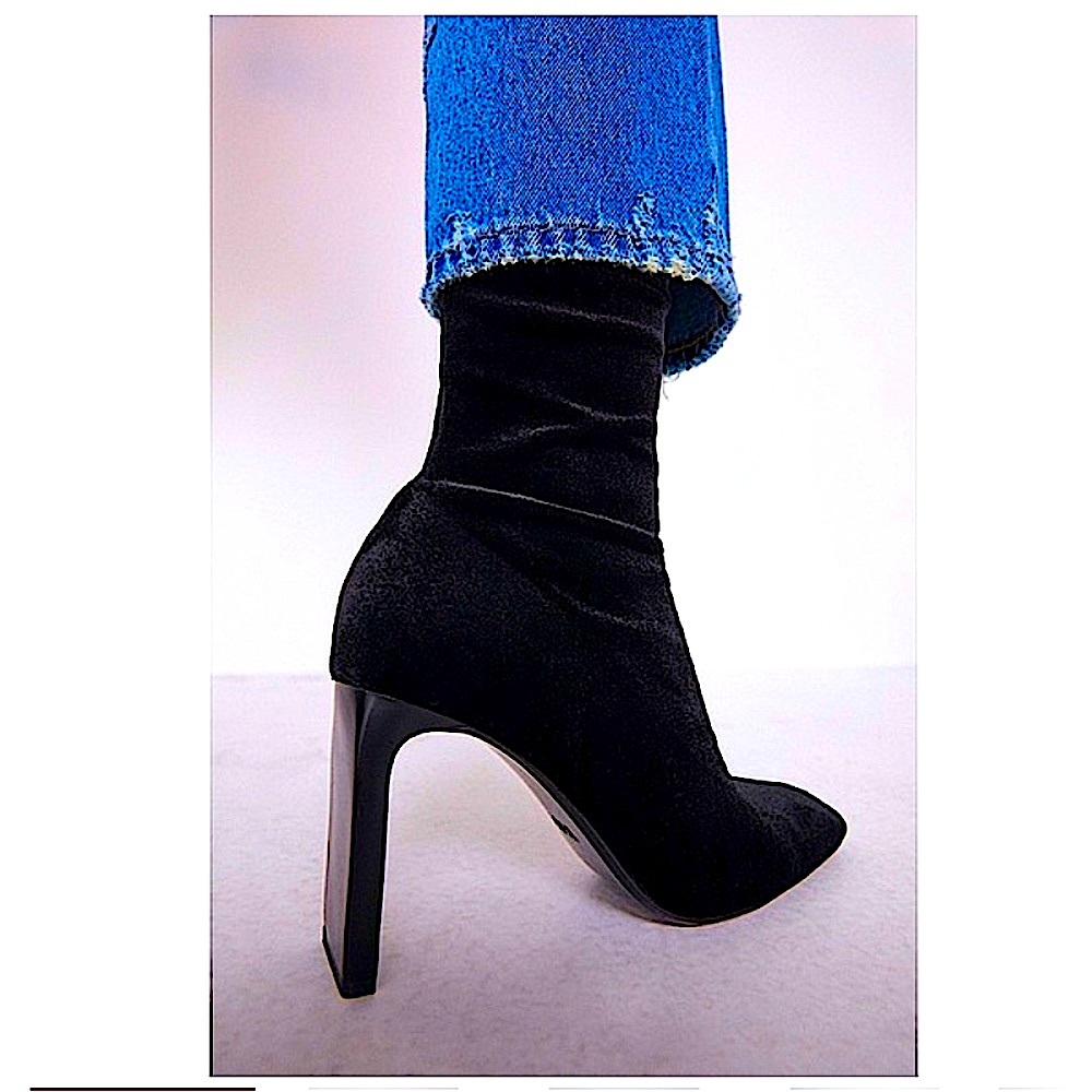 ZARA Velvet Heeled Ankle Boots